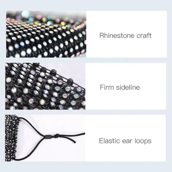 Rhinestone Breathable Face Mask - Picture 6 of 8